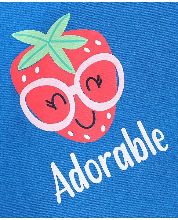 Babyhug Cotton Knit Full Sleeves T-Shirt with Strawberry Graphics-Blue
