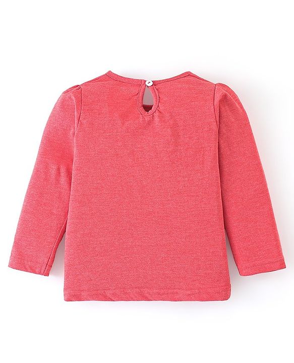 Babyhug 100% Cotton Knit Full Sleeves Top Berry Graphics - Red