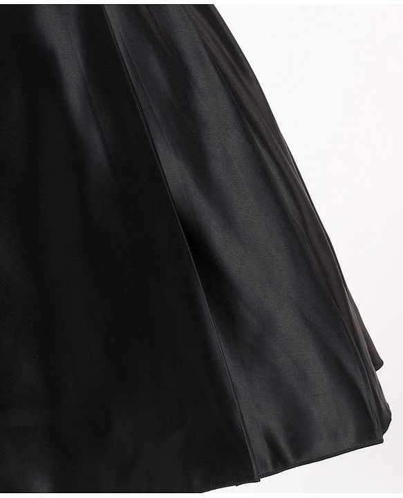 Babyhug Sleeveless Satin Party Frock with Sequinned Bow -Black