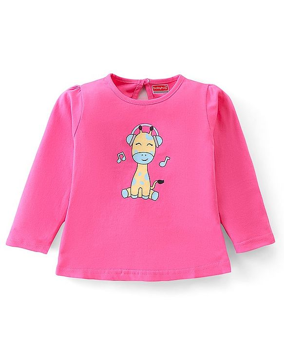 Babyhug 100% Cotton Knit Full Sleeves Top Giraffe Graphics - Pink