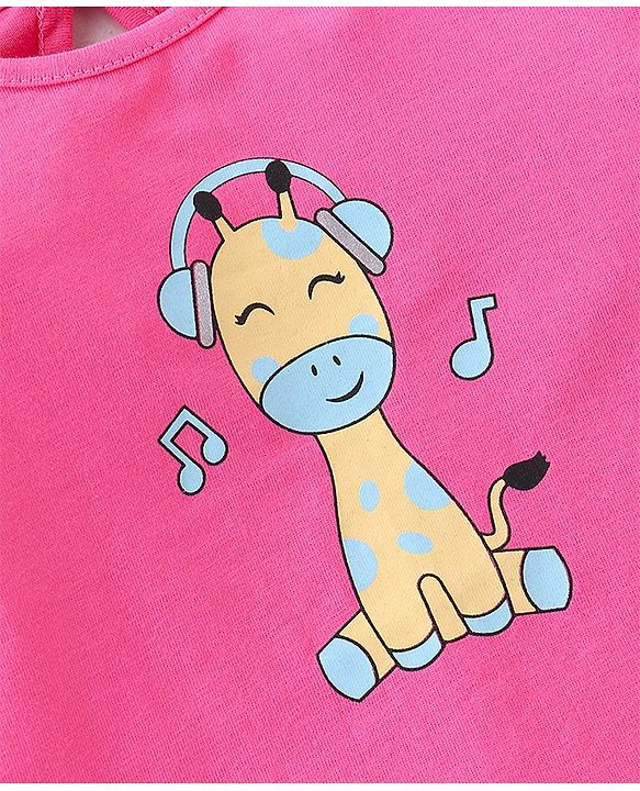 Babyhug 100% Cotton Knit Full Sleeves Top Giraffe Graphics - Pink