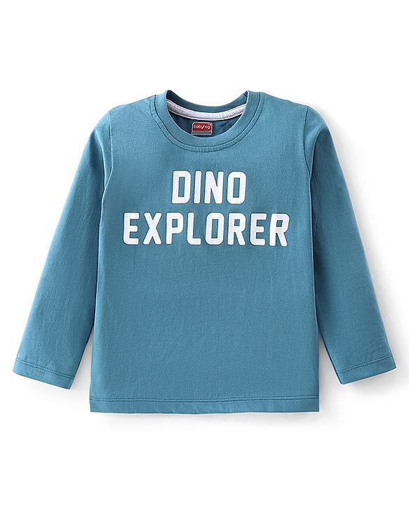 Babyhug Cotton Knit Full Sleeves Striped & Dino Printed T-Shirts Pack of 3 - Multicolour