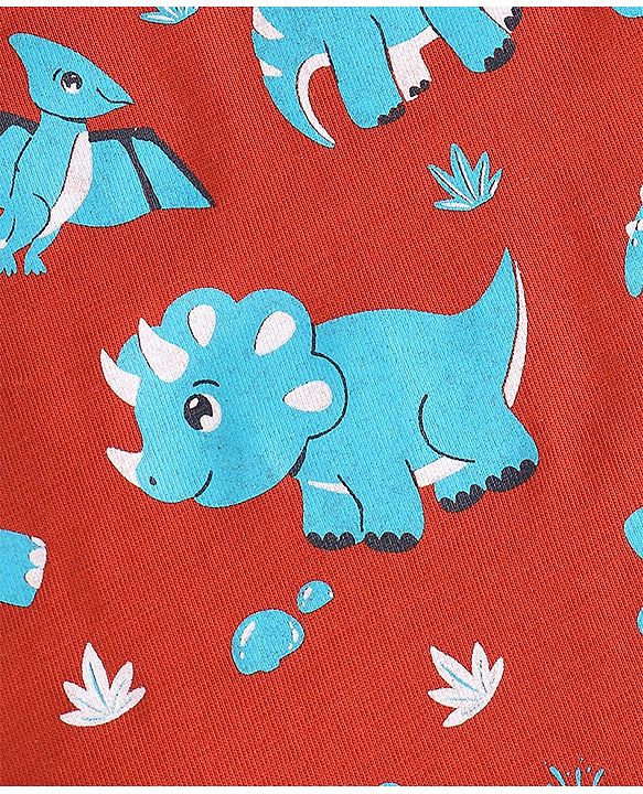 Babyhug Cotton Knit Full Sleeves Striped & Dino Printed T-Shirts Pack of 3 - Multicolour