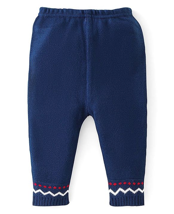 Babyhug Full Sleeves Baby Sweater Set with Reindeer Design - Navy Blue