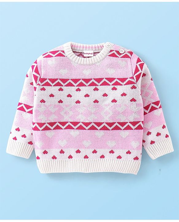 Babyhug Full Sleeves Baby Sweater Set - Pink