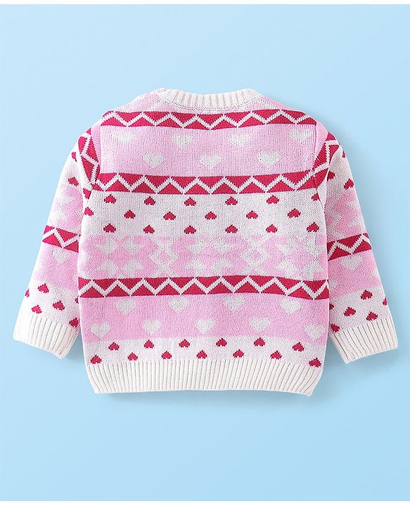 Babyhug Full Sleeves Baby Sweater Set - Pink