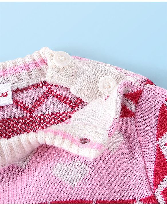 Babyhug Full Sleeves Baby Sweater Set - Pink