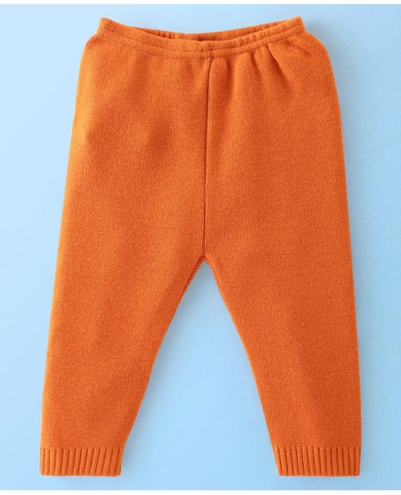 Babyhug Knitted Full Sleeves Sweater Set Floral Design - White & Orange
