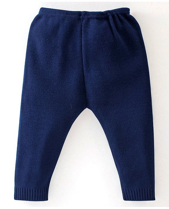 Babyhug Knitted Full Sleeves Sweater Set Ikat Design - Navy Blue