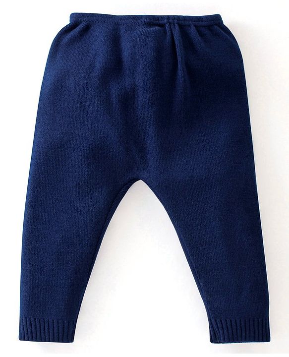 Babyhug Knitted Full Sleeves Sweater Set Ikat Design - Navy Blue