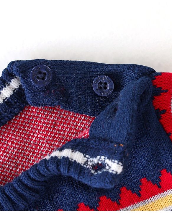 Babyhug Knitted Full Sleeves Sweater Set Ikat Design - Navy Blue