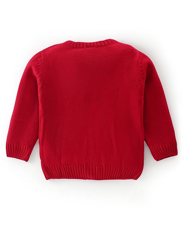 Babyhug Knitted Full Sleeves Sweater With Kite Print - Red