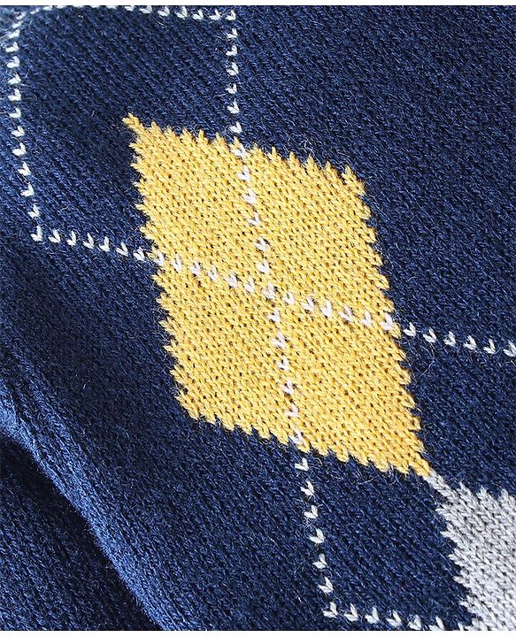 Babyhug Knitted Full Sleeves Sweater Shapes Print - Navy Blue