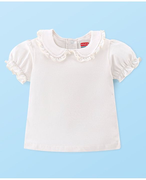 Babyhug Woven Knit Half Sleeves Inner Tee & Frock with Floral Embroidery - Maroon