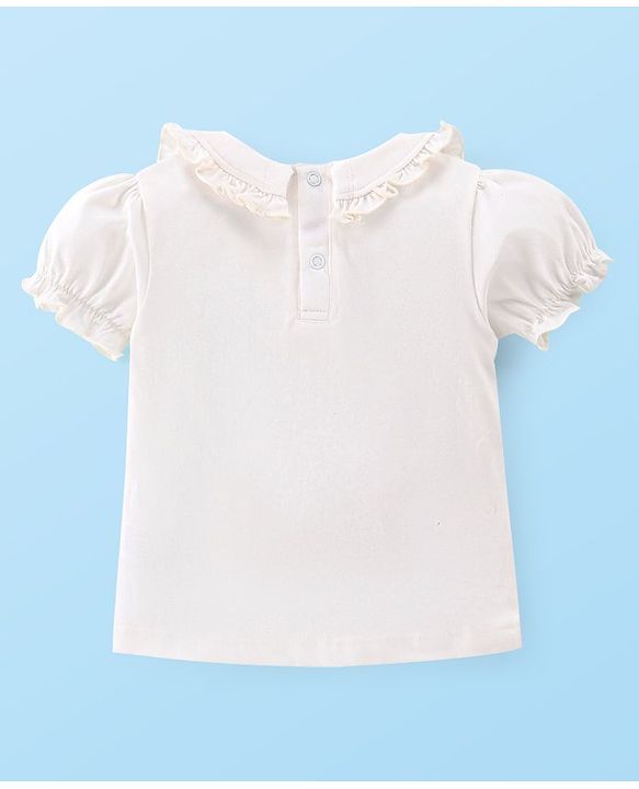 Babyhug Woven Knit Half Sleeves Inner Tee & Frock with Floral Embroidery - Maroon
