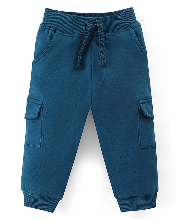 Babyhug 100% Cotton Knit Full Sleeves T-Shirt & Jogger Set With Christmas Theme - Blue