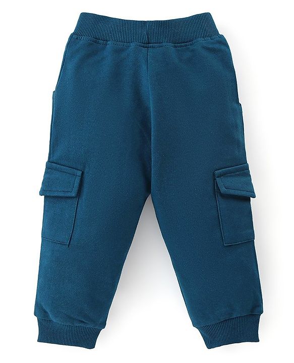 Babyhug 100% Cotton Knit Full Sleeves T-Shirt & Jogger Set With Christmas Theme - Blue