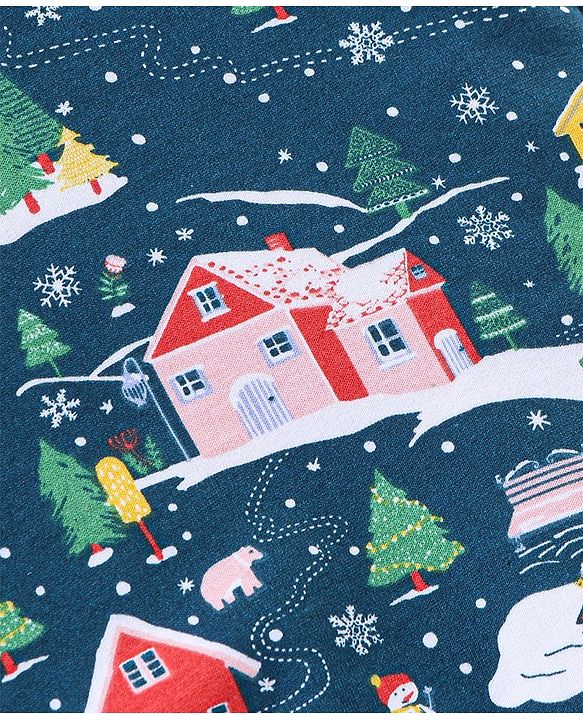 Babyhug 100% Cotton Knit Full Sleeves T-Shirt & Jogger Set With Christmas Theme - Blue