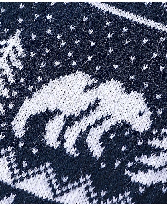 Babyhug Full Length  Fleece and Woollen Pant Tree Printed - Navy Blue