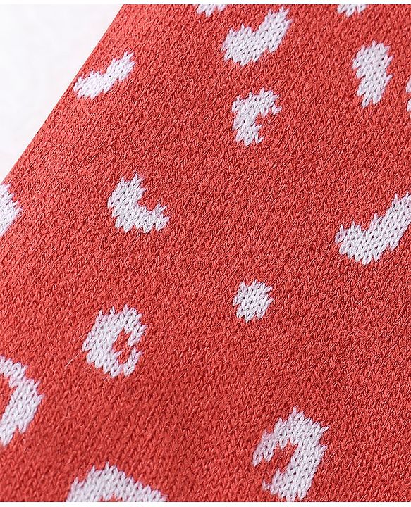 Babyhug Knit Full Length Fleece and Woollen Pant Abstract Design - Red