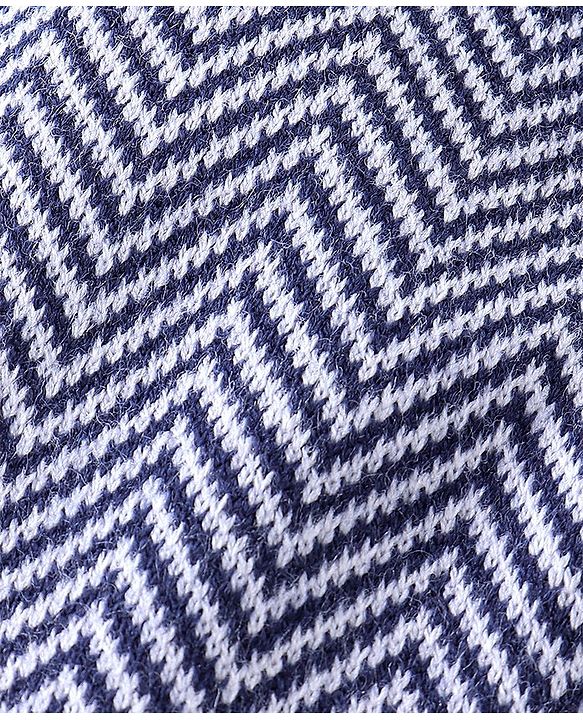Babyhug Winter Wear Full Length Fleece & Woollen Pyjama Wave Design - Multicolour