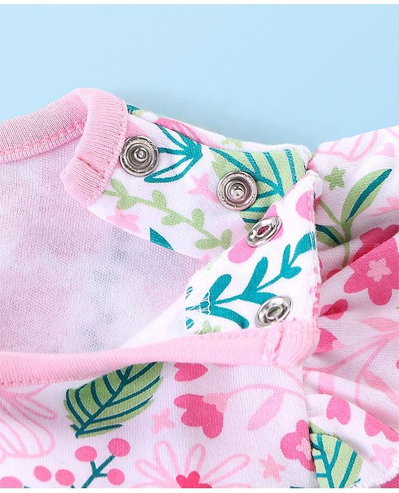 Babyhug 100% Cotton Full Sleeves  Onesie Butterfly Print - Pink