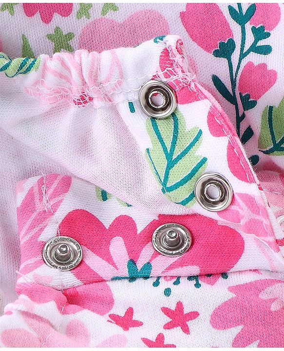 Babyhug 100% Cotton Full Sleeves  Onesie Butterfly Print - Pink