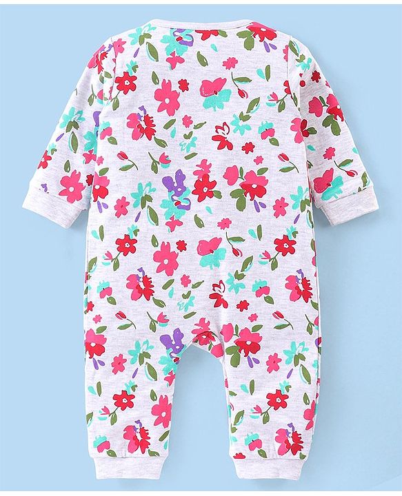 Babyhug 100% Cotton Interlock Knit Romper Floral Print Pack of 2 - Multicolour