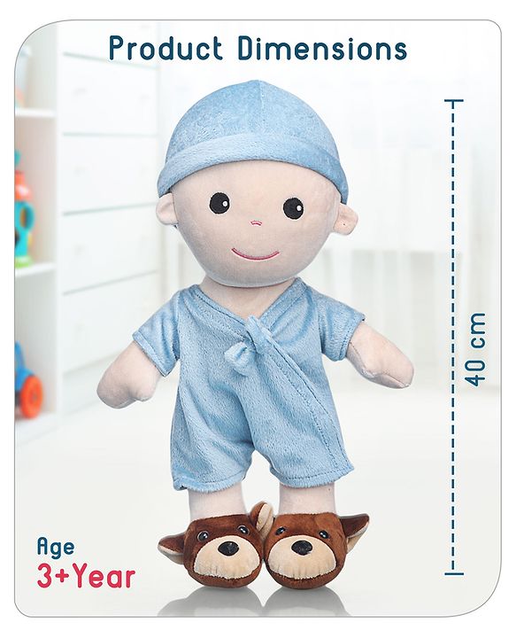Babyhug Huggable Baby Doll Blue - Height 40 cm