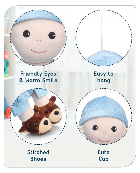 Babyhug Huggable Baby Doll Blue - Height 40 cm