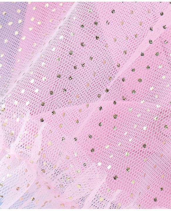 Babyhug Cotton Knit Sleeveless Glittery Frock Style Party Onesie - Pink
