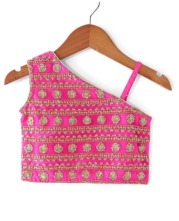 Babyhug Sleeveless Choli & Sharara Set with Dupatta & Sequined Detailing - Fuchsia