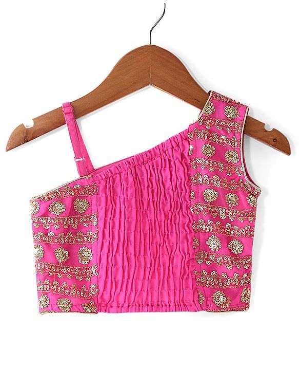 Babyhug Sleeveless Choli & Sharara Set with Dupatta & Sequined Detailing - Fuchsia