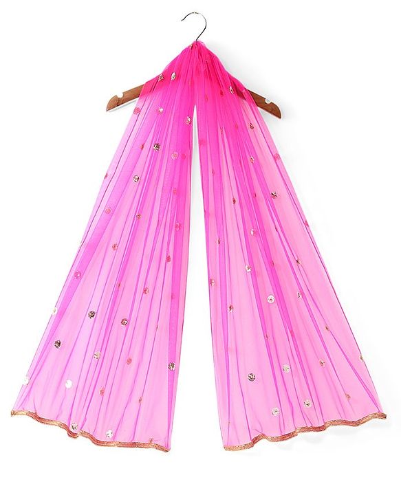 Babyhug Sleeveless Choli & Sharara Set with Dupatta & Sequined Detailing - Fuchsia