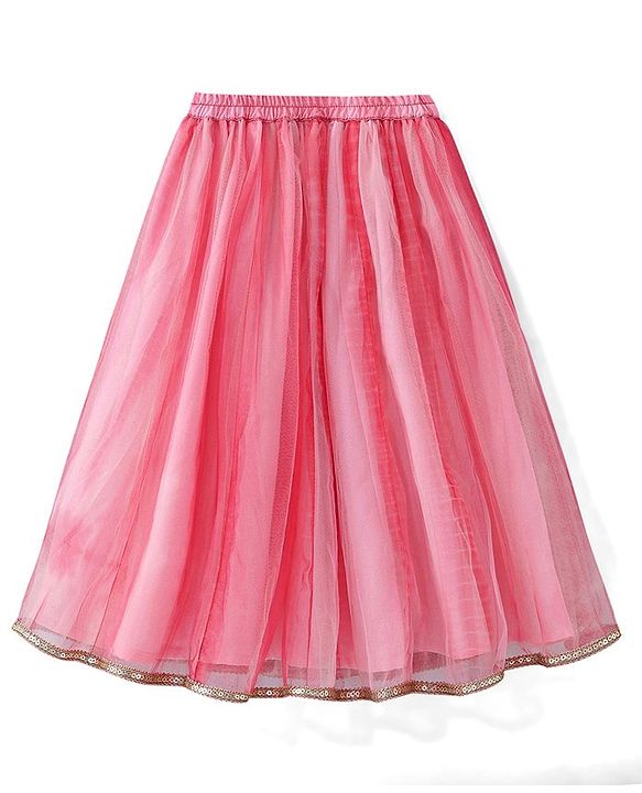 Babyhug Sleeveless Sequenced Embroidered Net Choli Lehenga and Dupatta - Pink & Peach