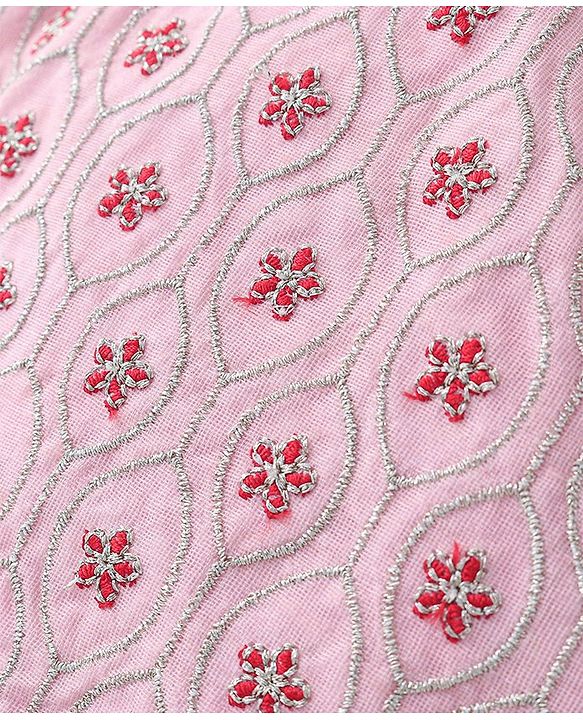Babyhug Sleeveless Sequenced Embroidered Net Choli Lehenga and Dupatta - Pink & Peach