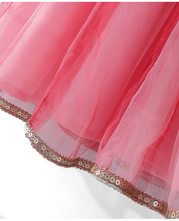 Babyhug Sleeveless Sequenced Embroidered Net Choli Lehenga and Dupatta - Pink & Peach