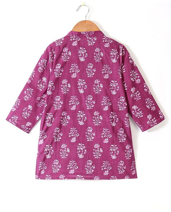 Babyhug 100% Cambric Full Sleeve Printed Kurta With Dhoti Set - Purple
