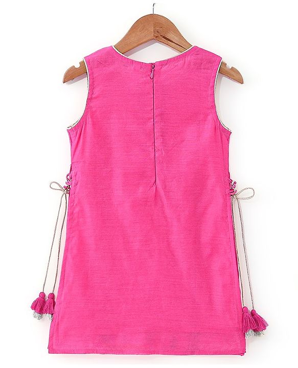 Babyhug Sleeveless Embroidered Kurta & Palazo with Dupatta - Pink