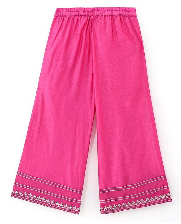 Babyhug Sleeveless Embroidered Kurta & Palazo with Dupatta - Pink