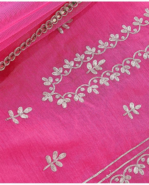 Babyhug Sleeveless Embroidered Kurta & Palazo with Dupatta - Pink