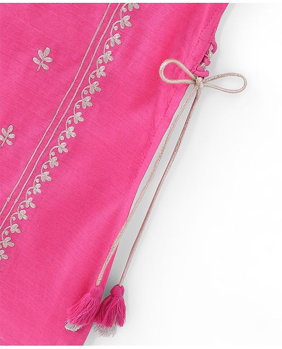 Babyhug Sleeveless Embroidered Kurta & Palazo with Dupatta - Pink