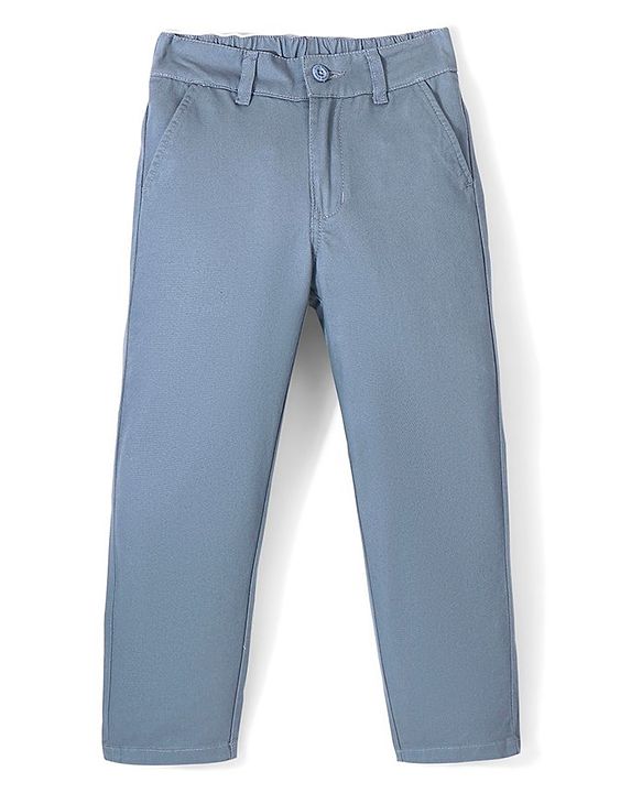 Pine Kids Cotton Elastane Woven Full Length Trousers - Light Blue