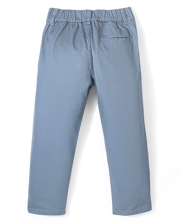 Pine Kids Cotton Elastane Woven Full Length Trousers - Light Blue