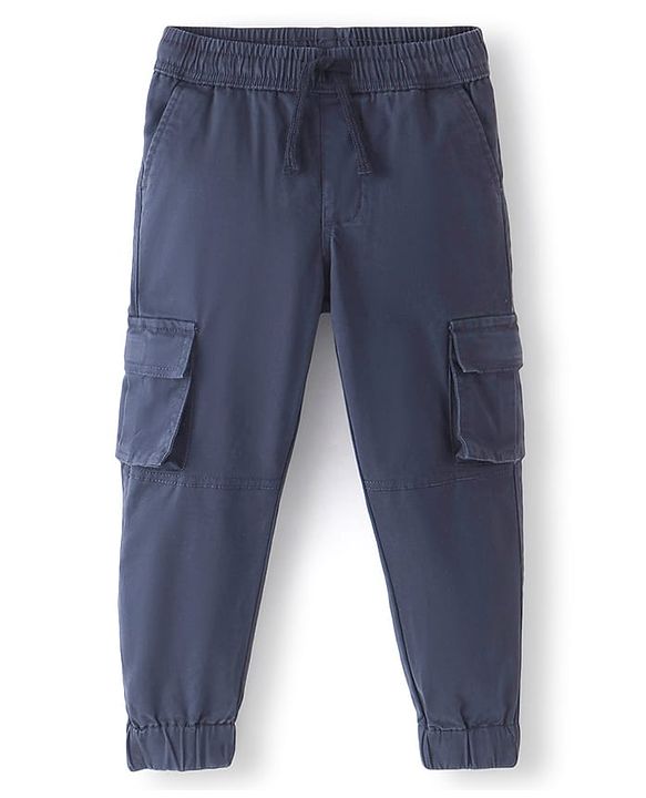Pine Kids Cotton Full Length Lounge Pants Solid Colour - Navy Blue