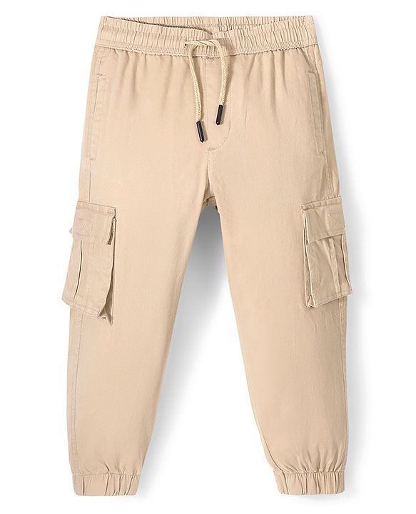 Pine Kids Full Length Elasticated Waist Jogger Fit Trouser- Beige