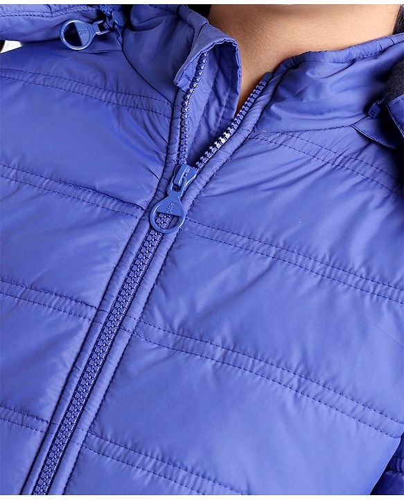 Pine Kids Full Sleeves With Bow Solid Color Medium Winter Jacket - Royal Blue