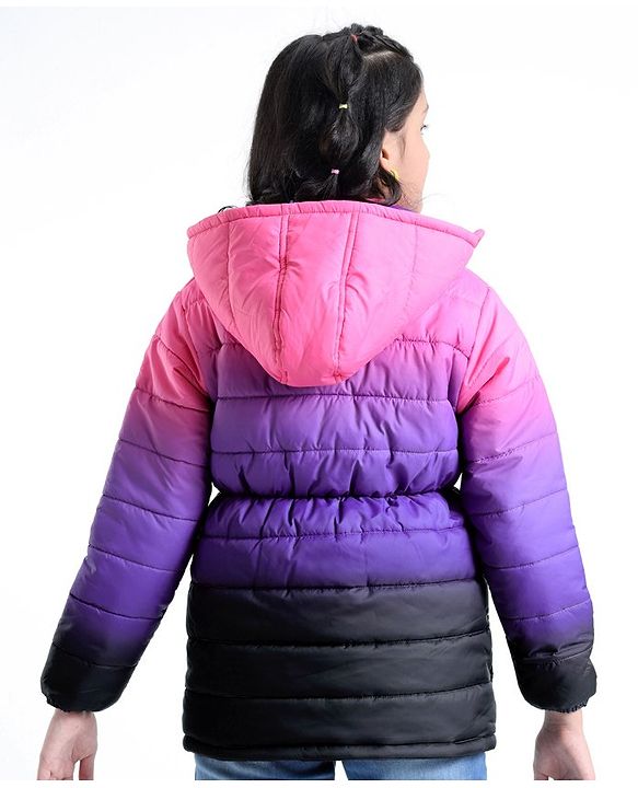 Pine Kids Full Sleeves Gradient Ombre Printed Medium Winter Hooded Jacket - Multicolor