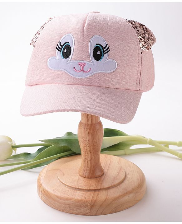 Babyhug Free Size Baseball Cap with Sequin Detailing -  Pink