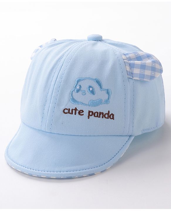 Babyhug Baseball Cap Panda Design Blue - Diameter 16 cm